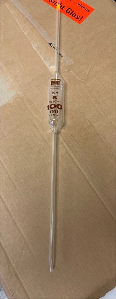 100 ml Pipette von Hirschmann Neu Glaspipette Vollpipette in Osterby bei Medelby