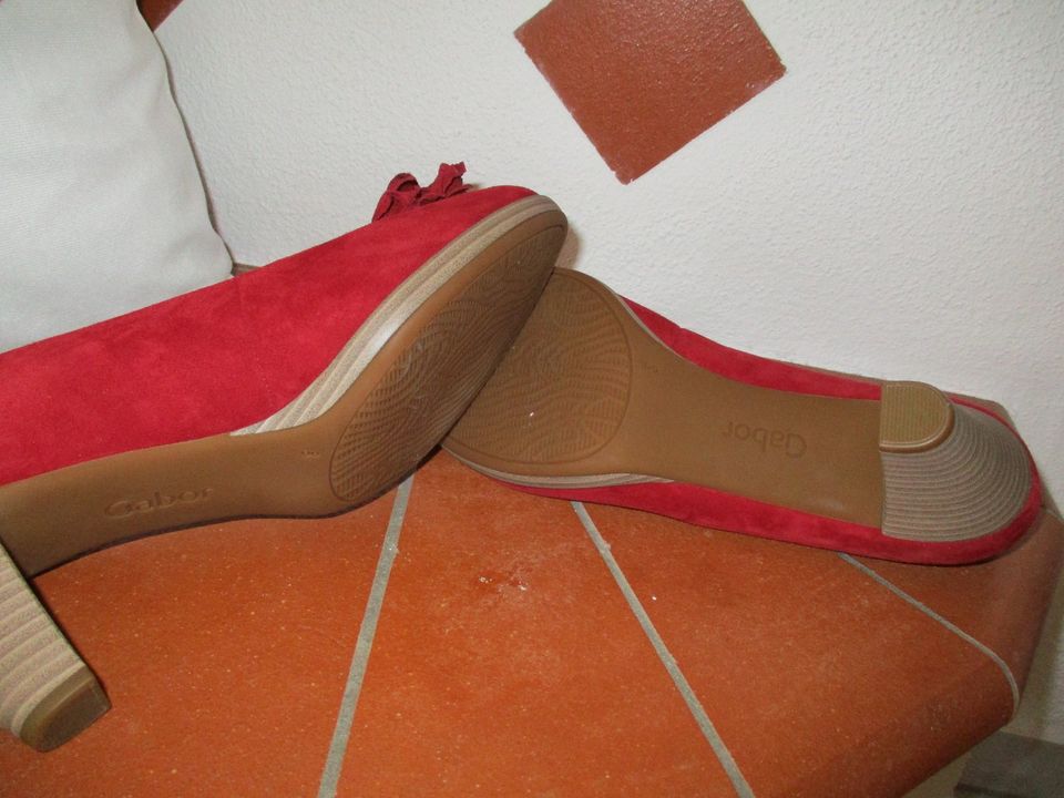 ~ Gabor ~ Wildleder Peeptoes Pumps  Gr. 8 / 41 Rot in Burladingen