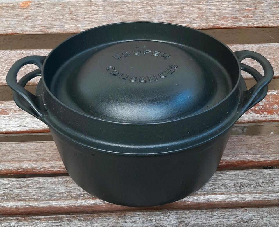 LE CREUSET Cousances Doufeu Bräter Topf 24cm Gusseisen 4,2L black in Hochborn