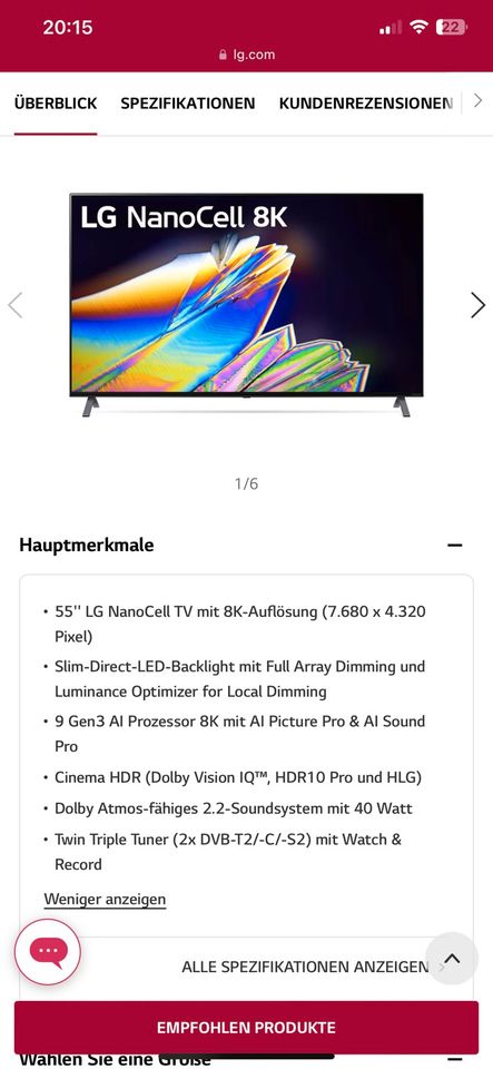 Lg nano cell 8K (55Nano095) in Singen