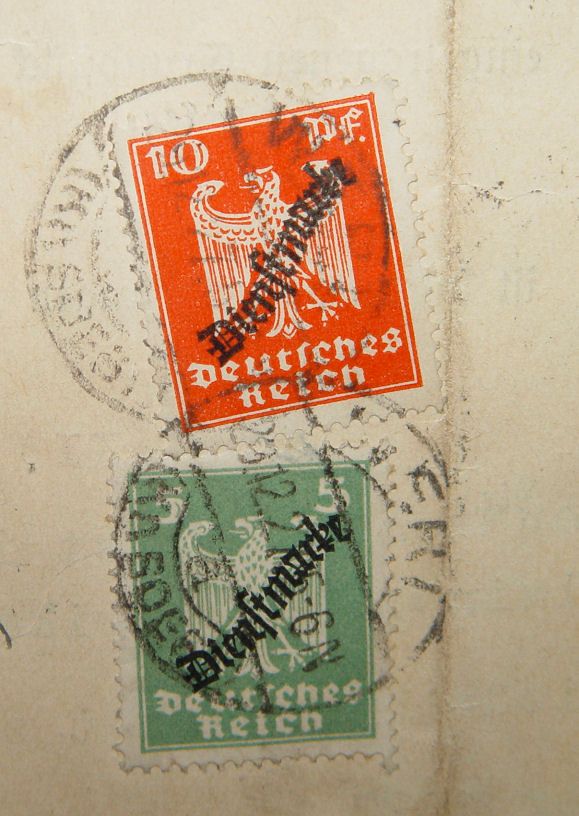 Briefmarke 5 + 10 Pfennig Deutsches Reich a. Grundbuchblatt 1927 in Hamm