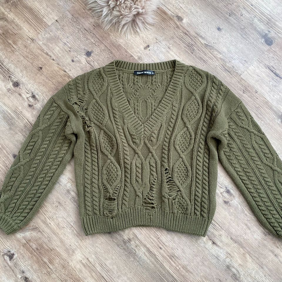 TALLY WEIJL Strickpulli Pullover Olivgrün Gr. M in Hattenhofen