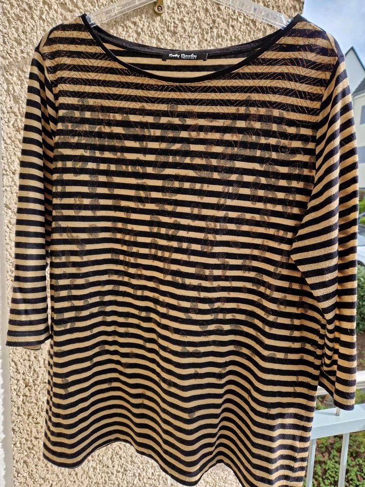 Goldschwarz geringeltes 3/4 Arm Shirt, Größe XL in Hagen