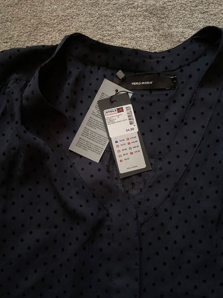 Leichte Bluse ,Navy Blaser,Black Dots,M in Ulm