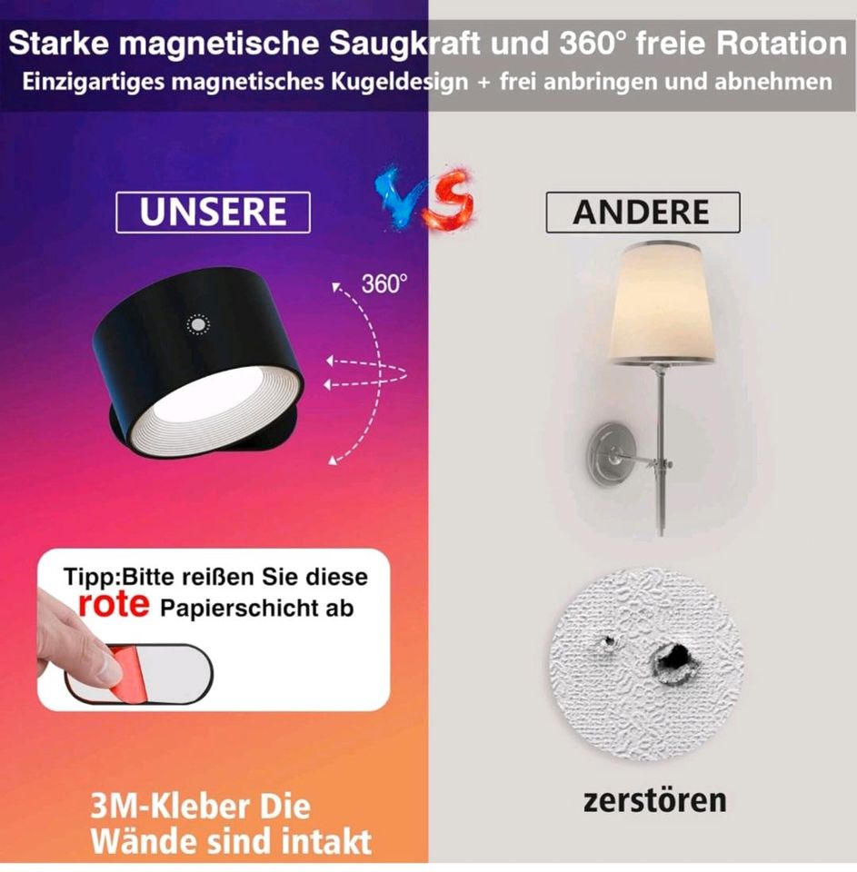 LED Wandlampe Akkubetrieb in Ritschenhausen