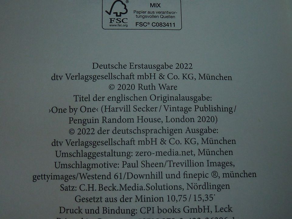 Das Chalet Buch TB Thriller Ruth Ware 2022 NP 16,95 € in Vechelde