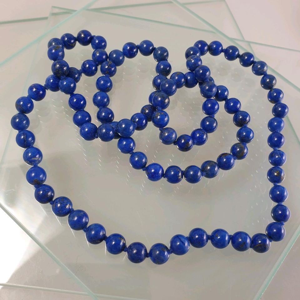 Echte Lapislazuli endlos Kette ( 80 cm / 8 mm ) geknotet in Recklinghausen