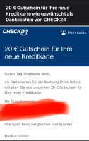 CHECK24 Kreditkarte Gutschein 20€ Brandenburg - Glienicke/Nordbahn Vorschau