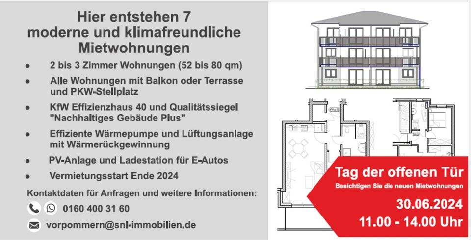 Erstbezug Mehrfamilienhaus: 2- bis 3-Raumwohnungen in Zinnowitz in Zinnowitz