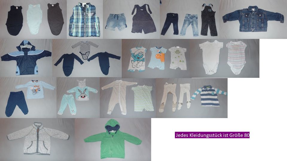 Kinderkleidung Paket 30 Teile Jungs Frühjahr/Sommer Gr. 80 in Wollersleben