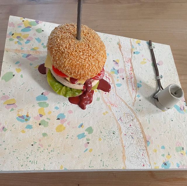 Unikat! 3D Eat Art Tableau/Wandbild Burger 90er Jahre in Düsseldorf