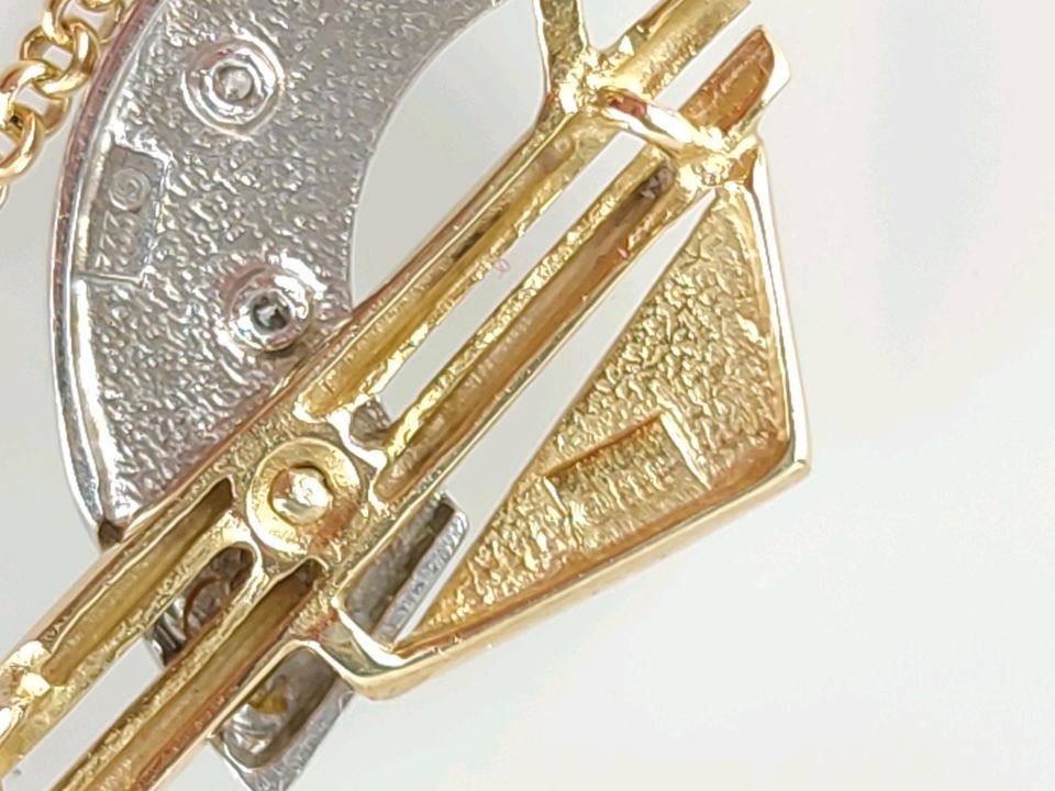 Wunderschönes stabiles Goldcollier GG/WG 333 mit 2 Diamanten in Cham