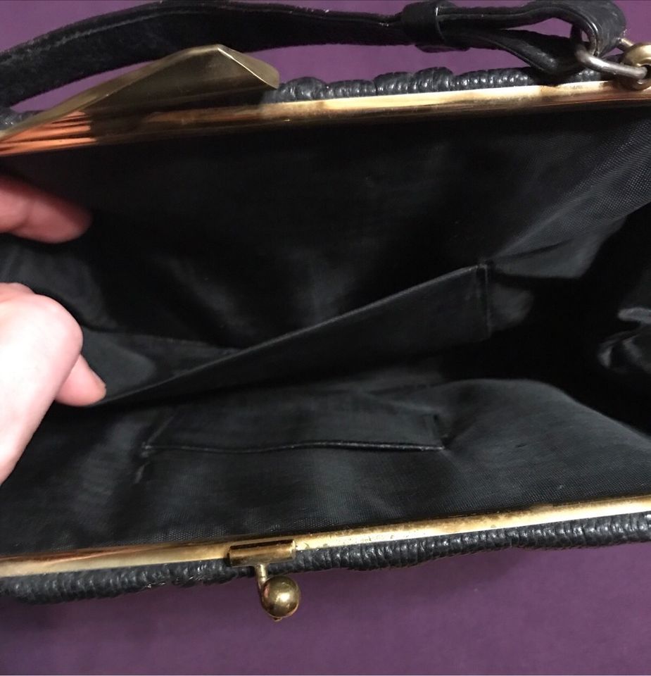 Echtleder Handtasche Damen schwarz Original aus den 70er Jahren in Bamberg