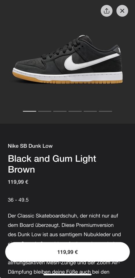 Nike SB Dunk Low - Black and Gum Light Brown in Kassel