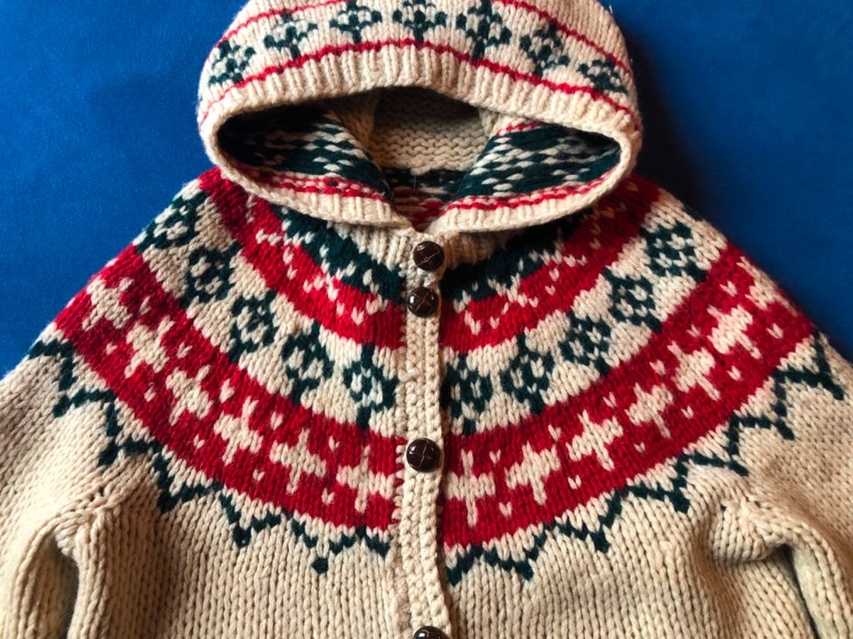 Islandjacke Norweger Mantel reine Wolle handgestrickt Gr 36 in Stoetze