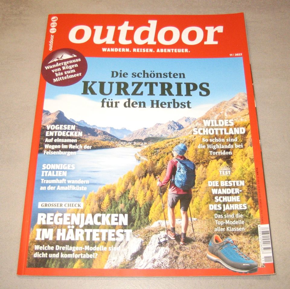 Zeitschrift „Outdoor“ Wandern.Reisen.Abenteuer 11/2022 NEUWERTIG in Bad Schönborn