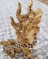Tempellöwe Skulptur Thai Kunst Rarität Holz Gold handgefertigt Frankfurt am Main - Rödelheim Vorschau