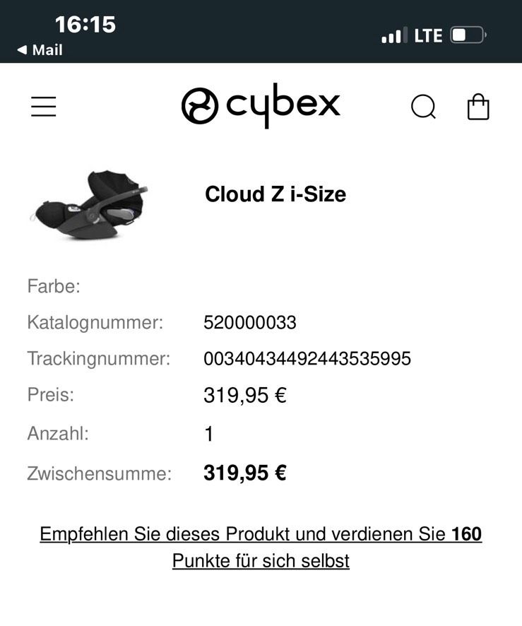 Cybex Platinum Cloud Z i-Size 11 Monate alt / RECHNUNG VORHANDEN in Hattingen