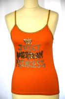 JKY Damen T-Shirt Spaghetti Top Orange mit Gold Glitzer Gr. 36/38 Hessen - Herleshausen Vorschau