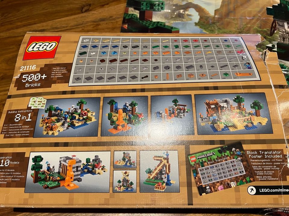 Lego minecraft 21116 crafting Box +Plakat Poster Übersetzungsbloc in Moritzburg