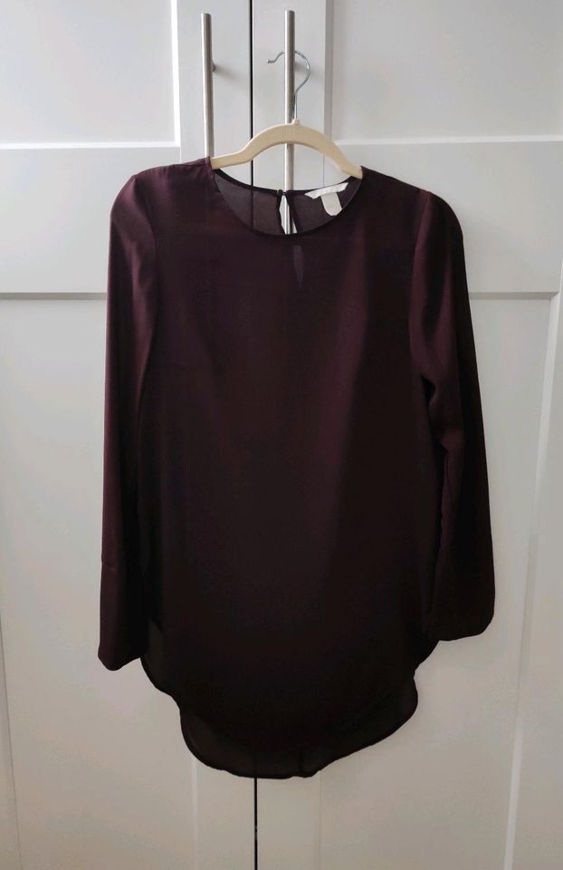 H&M Bluse Oberteil Shirt Minikleid Gr.34 XS S lila Purpur weinrot in Elze