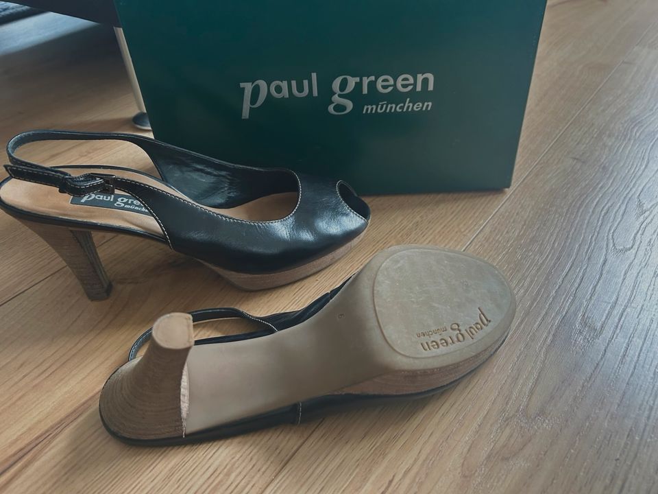 Paul Green Damen Peeptoe Pumps, schwarzes Kalbsleder, Gr. 6 in Weißenburg in Bayern