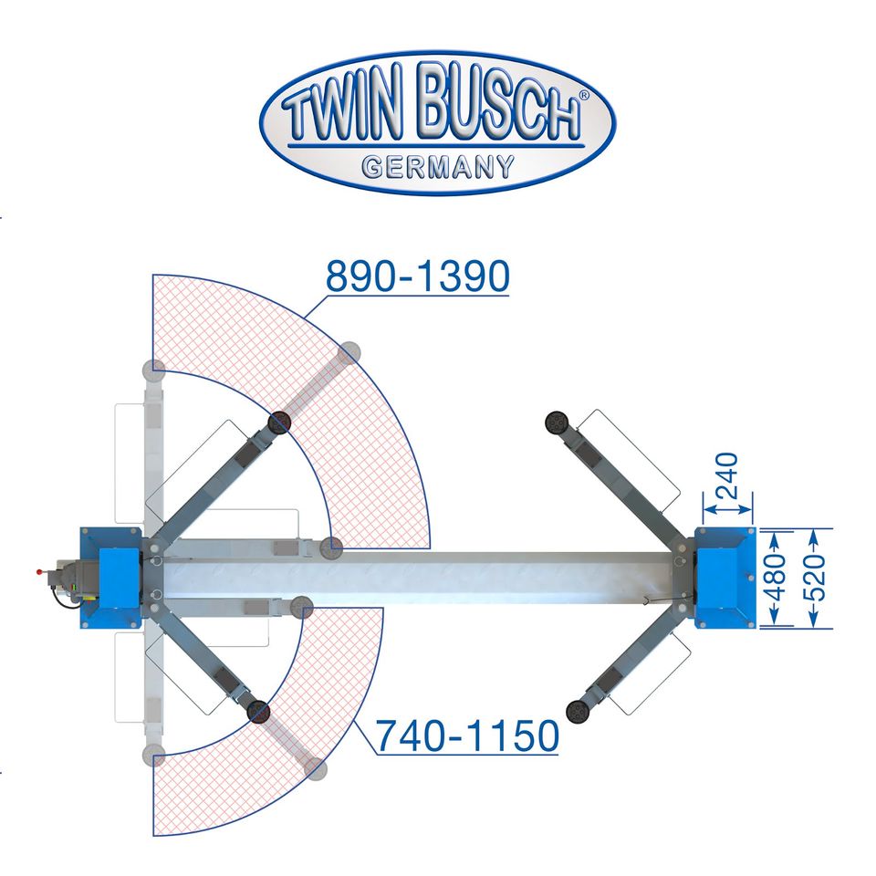 Twin Busch ® 2 Säulen Hebebühne 4.2 t - TW242M | Basic-Line | halbautomatische Entriegelung in Ludwigsfelde