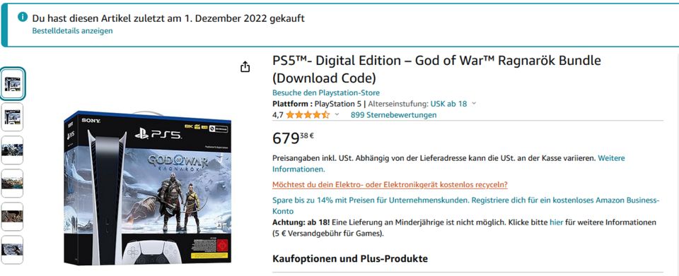 PlayStation 5, OVP PS5 GoW digital Edition + Controller in Bochum