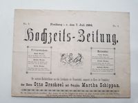 Hochzeits Zeitung Freiberg Drechsel Schippan Juli 1884 Baden-Württemberg - Leonberg Vorschau