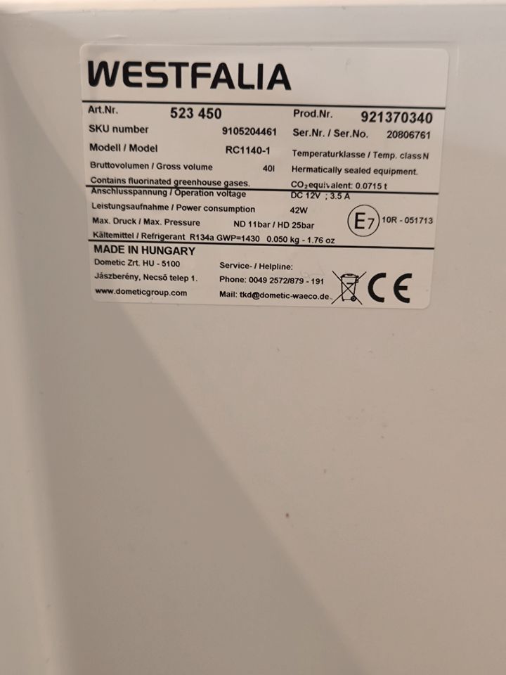 Kompressor Kühlschrank Westfalia RC 1140-1, 20 Monate,mit Deckel in Handorf