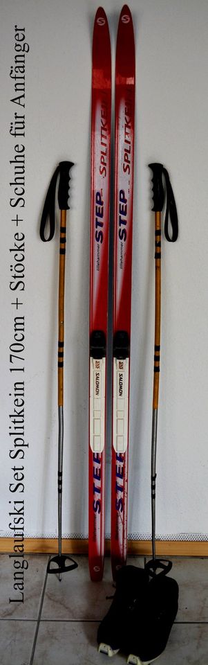 Langlaufski Set Splitkein 170cm SNS + Stöcke + Schuh 38 Anfänger in Selb