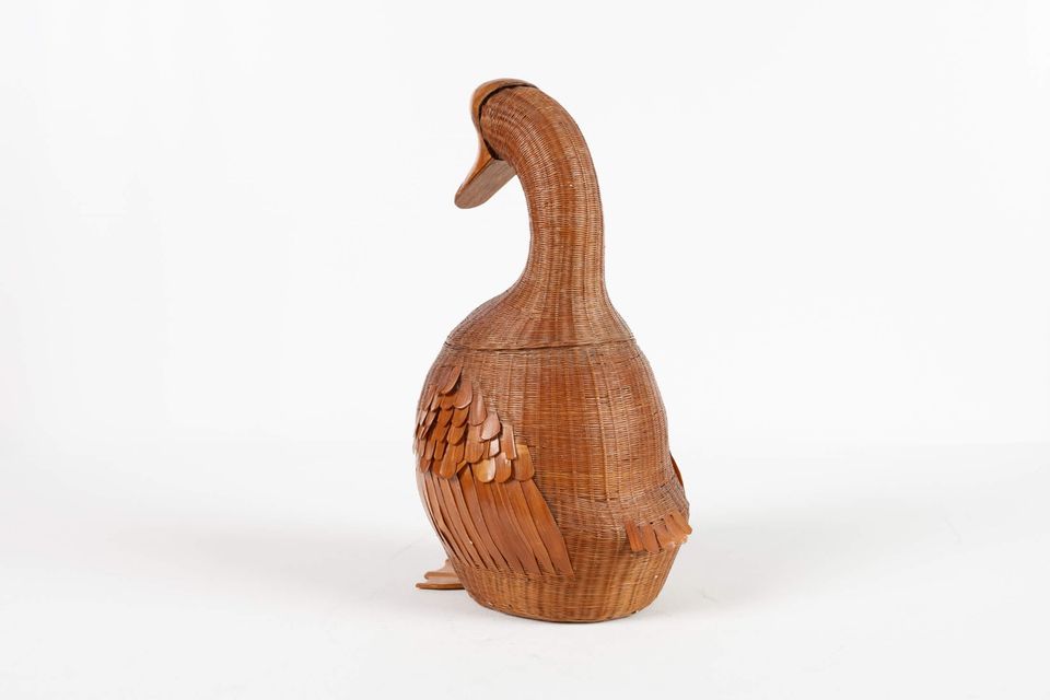 Mid Century Gans Ente Bast Holz Figur Art Design Vogel Basket in Frankfurt am Main