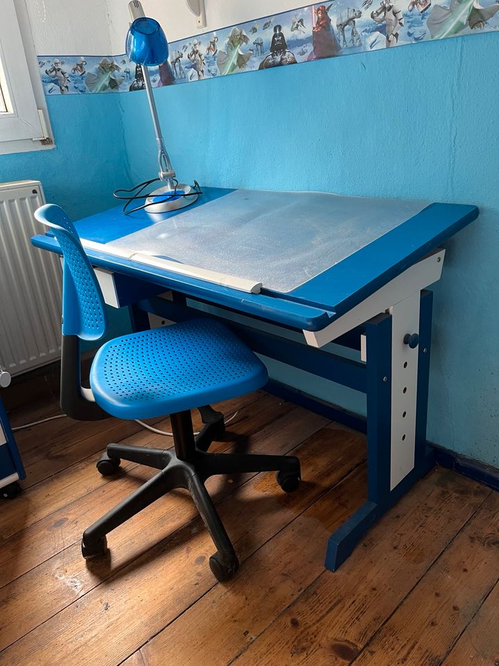 Biete Kinder Jugend Schreibtisch Jungen blau weiß in Bürgel