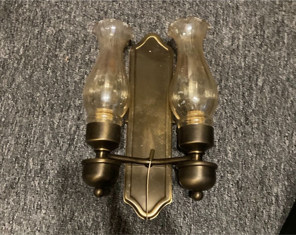 Lampe Wandlampe Gold Glas edel Flamme in Adendorf