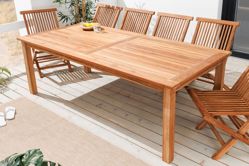 Massiver Gartentisch EMPIRE TEAK 180cm natur Teakholz Gartenmöbel Riess
