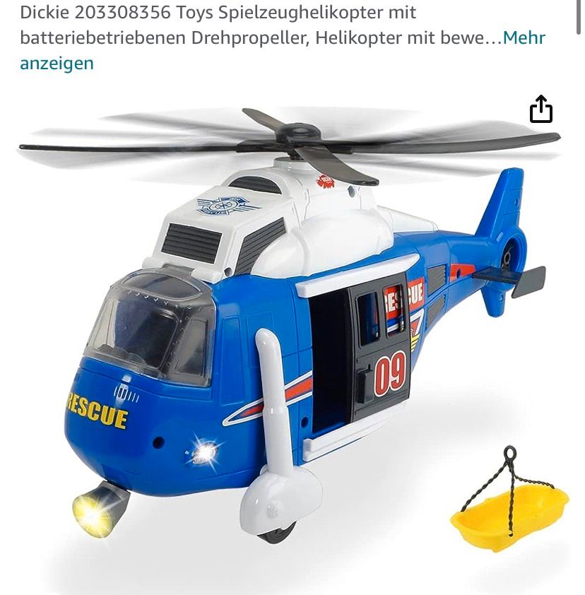 Kinder❣️Hubschrauber Helikopter Dickie Toys Sound Licht 41 cm in Stralsund