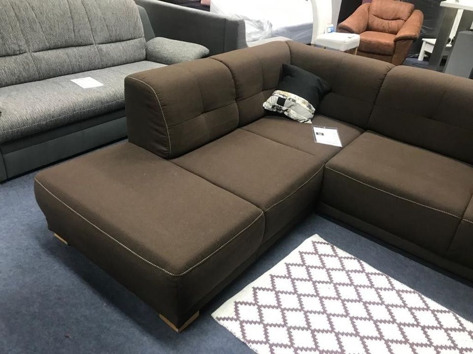 Ecksofa Sofa Federkern Polsterecke Struktur 261 cm Ottomane Braun in Hamburg