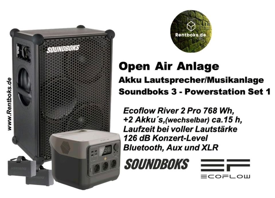 2 Soundboks 3 / 4 + Akku Subwoofer Mieten Lautsprecher Bluetooth Akku Lautsprecher Akku PA Anlagen | Musikanlage | Powerstation Musikbox, Akku-Boxen, Bluetooth Box, Stereoanlage Party Technik Verleih in Berlin