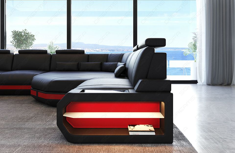 Design Leder Ecksofa Asti L Form mit LED und Relaxecke in Berlin