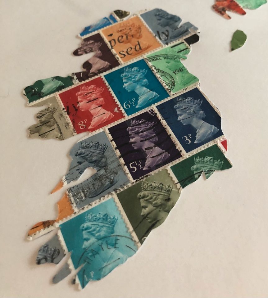 ⭐️Unikat Bild/Gemälde Großbritannien aus Briefmarken, 53x43cm⭐️ in Bindlach