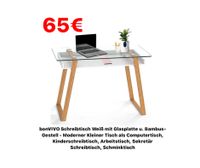 bonVIVO Schreibtisch Weiß mit Glasplatte u. Bambus-Gestell - Moderner Kleiner Tisch als Computertisch, Kinderschreibtisch, Arbeitstisch, Sekretär Schreibtisch, Schminktisch NEU Bielefeld - Bielefeld (Innenstadt) Vorschau