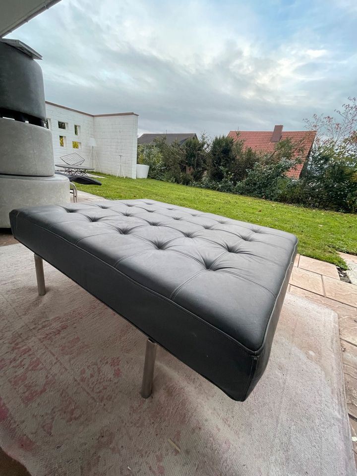 XXL Lounge Sitz Hocker | Sofa | Leder | Couch | blau grau vintage in Wächtersbach