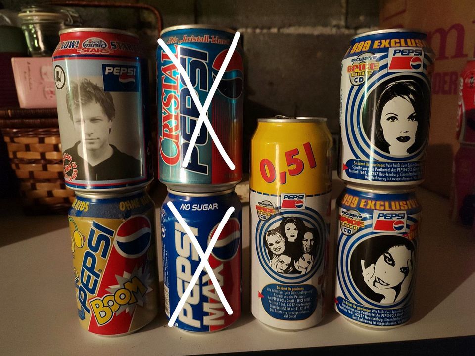 PEPSI Cola leere Sammeldosen 5 Stück 90er Jahre in Wasserburg