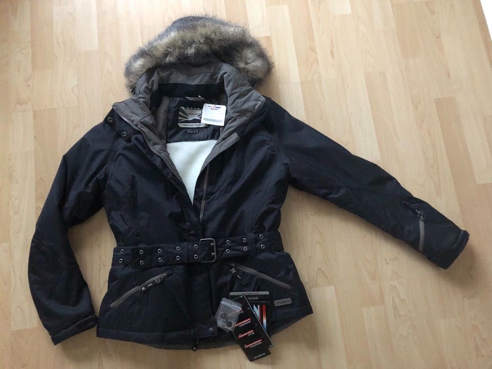 NEU Killtec Da.Skijacke Winterjacke schwarz grau L 40 Gürtel Fell in Königswinter