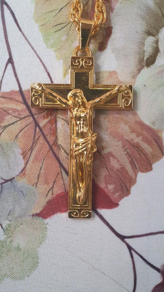 Goldkette Kette Gold mit Anhänger Kreuz Jesus in Pössneck