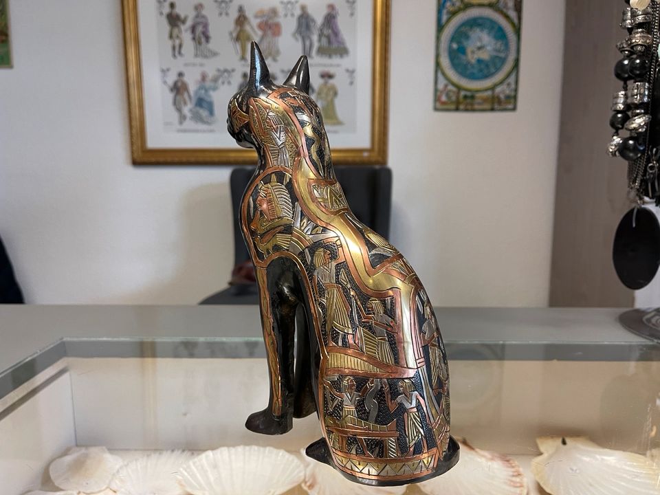 Ägyptische Katzenstatur Figur massiv Vintage Dekoration in Mönchengladbach