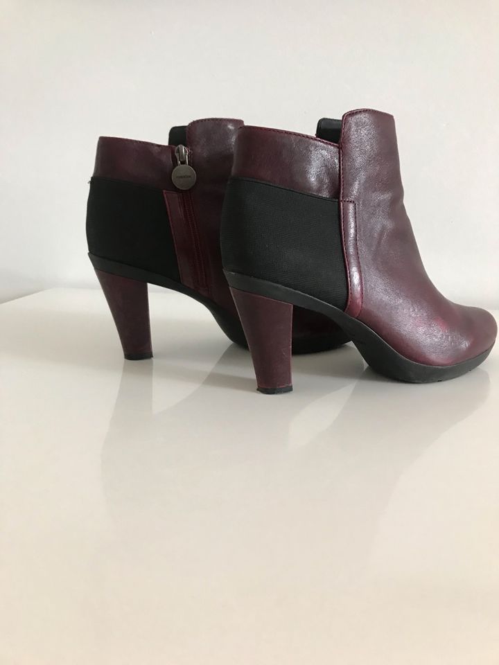 Geox - Leder Stiefeletten - 41- bordeaux rot in Düsseldorf