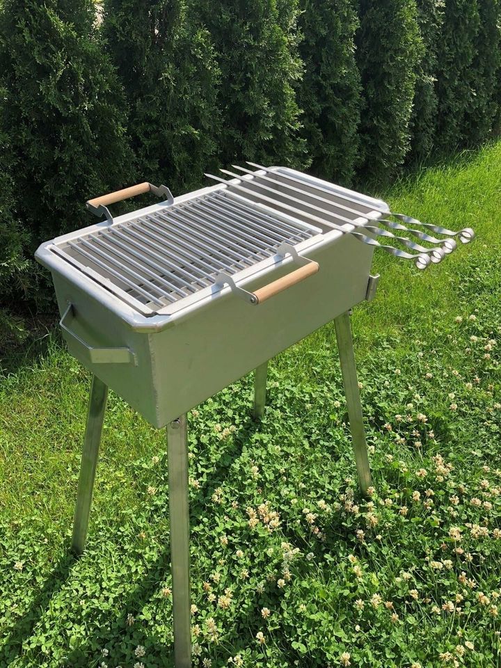 Edelstahlgrill, Schaschlik Grill, Mangal 2,5 mm Edelstahl 500 mm in Fulda