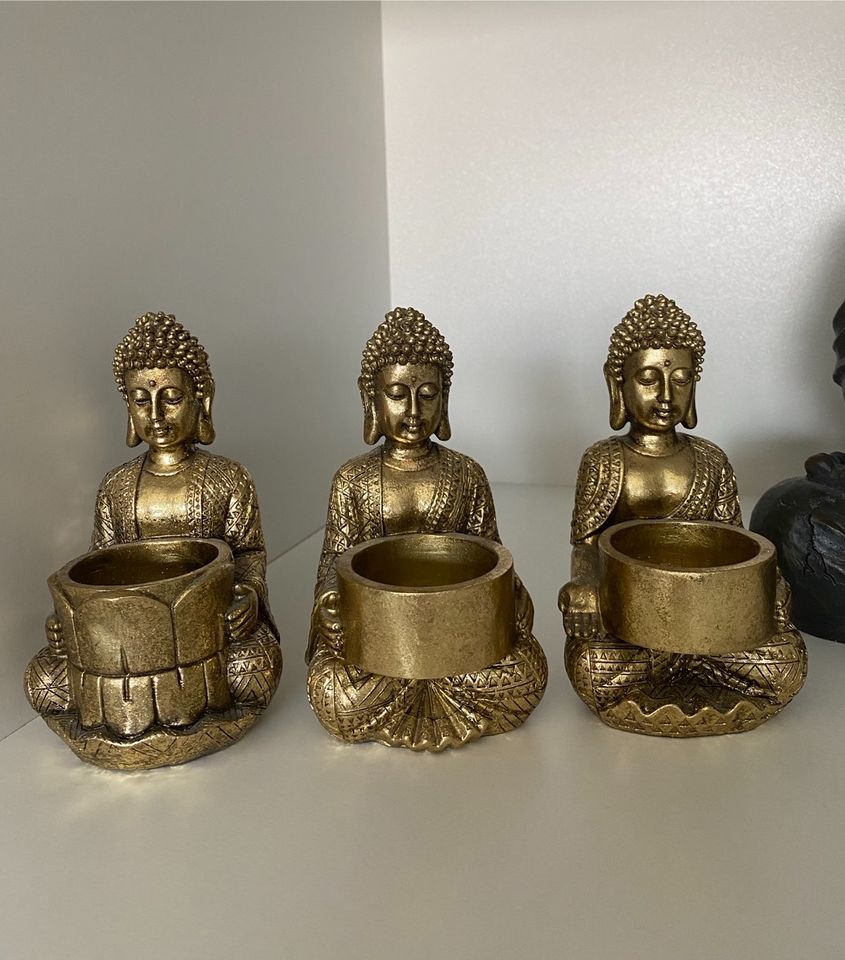 Buddha grau Deko und/oder Gold 3er Set in Minden