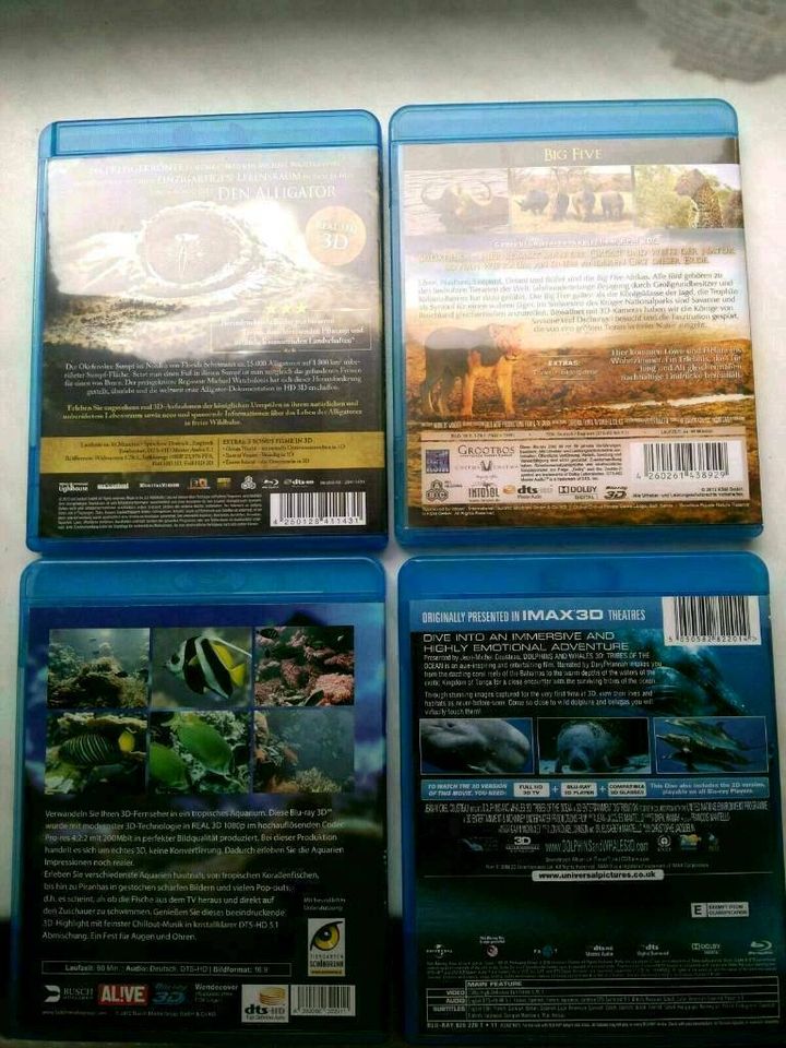 4 Blu-ray /2 DVD  Fische,Wale, Krokodile,Big Five,3 D Brillen in Elmstein